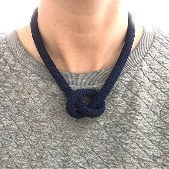 Navy blue rope necklace different ways to wear it - Picture 7 of 10